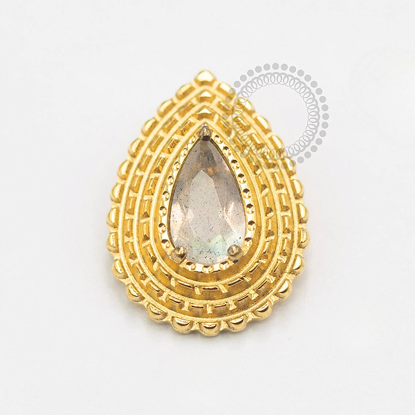 TN2407 Topo Labradorite Gota Indiana Titânio PVD Gold