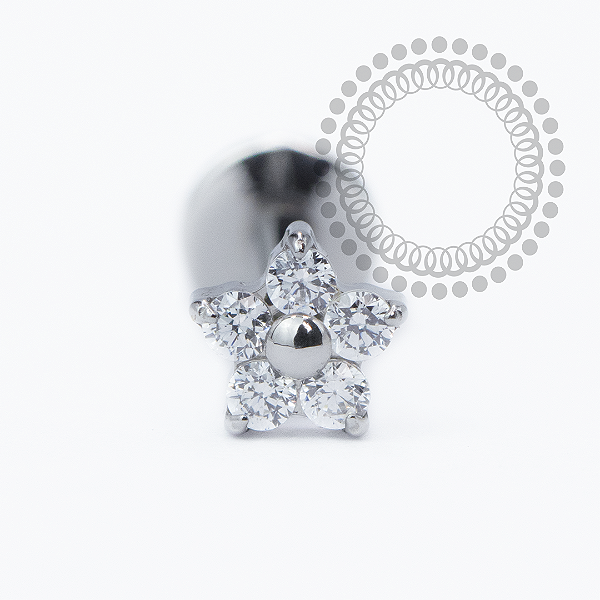 PB148 Labret Mini Flor CZ Aço 316L