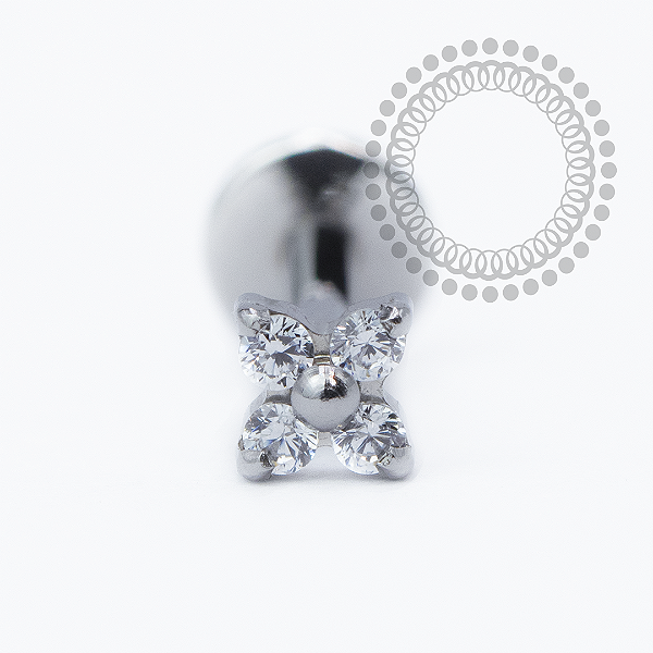 PB150 Labret Trevo CZ Aço 316L