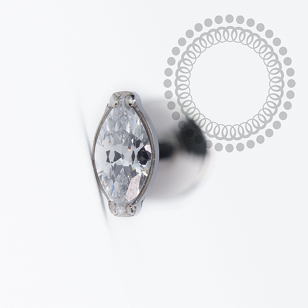 PB145 Labret Zirconia Navete  Aço 316L