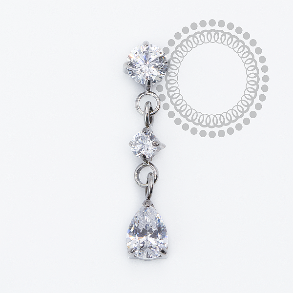 TN2419 Topo CZ Pingente Gota Cristal Titânio ASTM F136