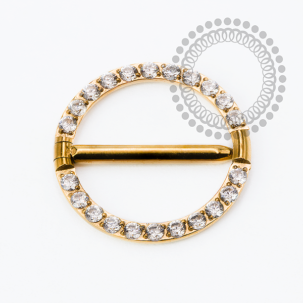 TN2423 Nipple Circular Cravejado Titânio PVD Gold