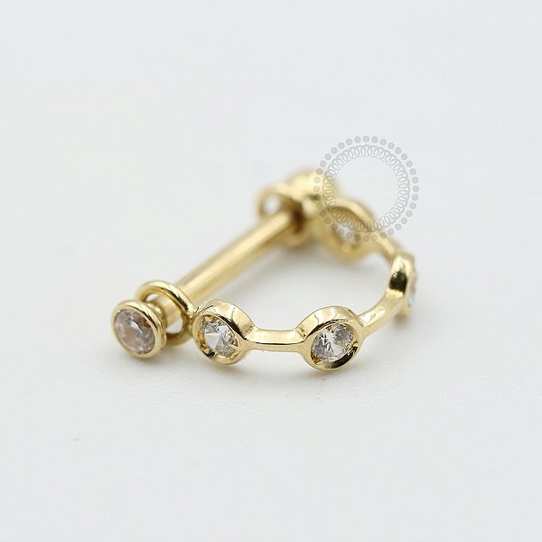 OR14 Argola Haste Reta Zirconias Ouro 18k