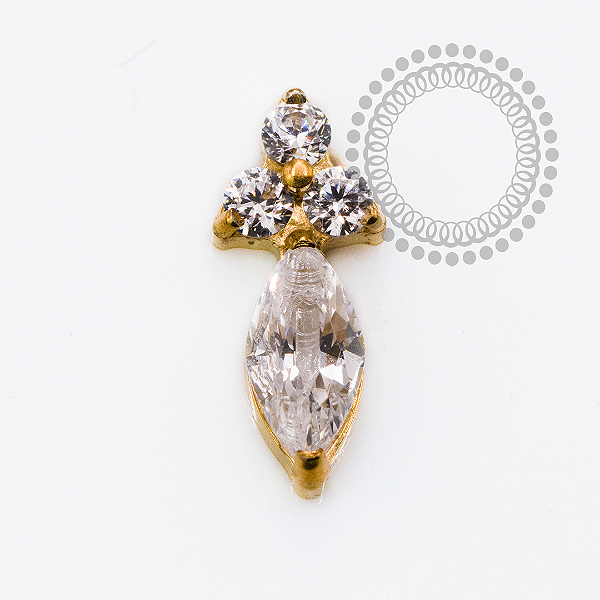 TN2485 Topo Mini Marquise CZ Titânio PVD Gold