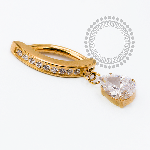 TN2489 Navel Belly Clicker Pingente CZ Titânio PVD Gold