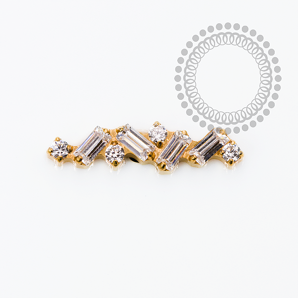 TN2513 Topo Cluster Mini Baguetes CZ  Titânio PVD Gold