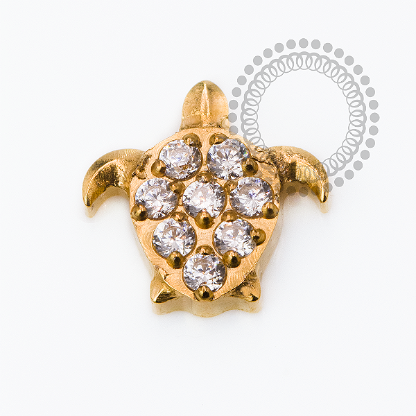 TN2515 Topo Tartaruga Cravejada Titânio PVD Gold