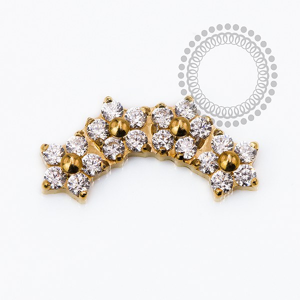 TN2517 Topo Cluster 4 Flores CZ  Titânio PVD Gold
