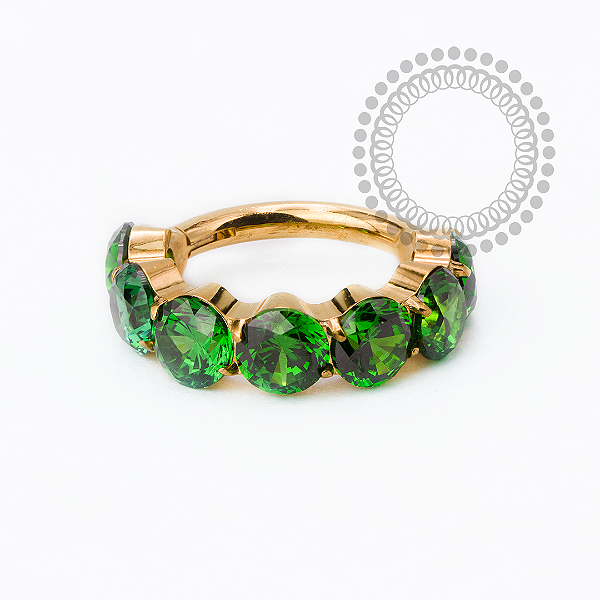 TN2520 Segmento CZ 3mm Esmeralda Titânio PVD Gold