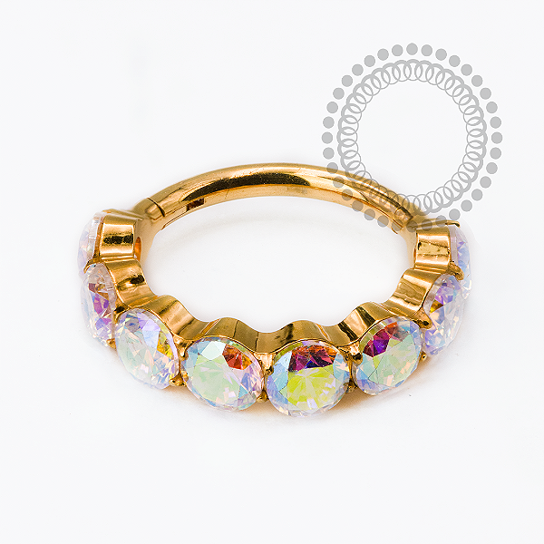 TN2522 Segmento CZ 3mm Boreal Titânio PVD Gold