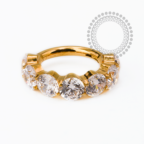 TN2524 Segmento CZ 3mm  Titânio PVD Gold