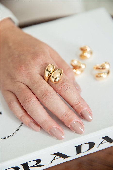 Anel Onda Maxxi - Banho de Ouro 18k