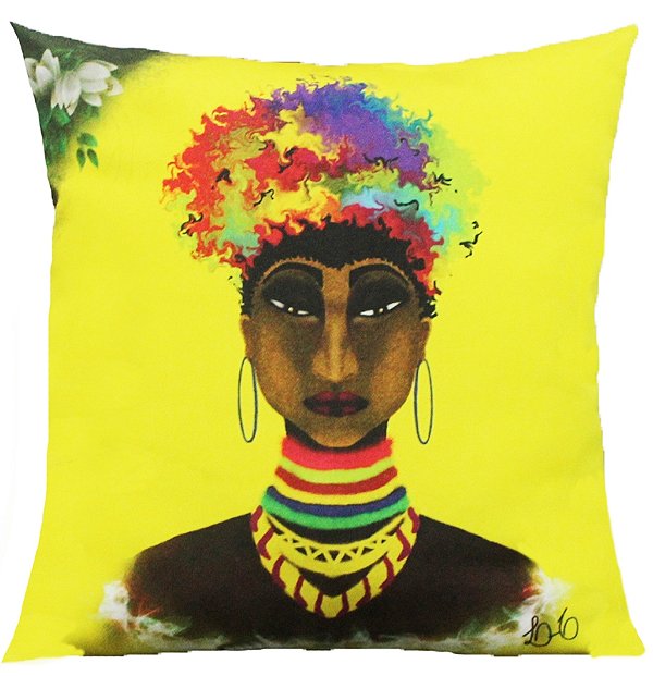 Almofada Cheia Decorativa Africana Mulher Negra Baiana Presente 40x40 Sofá Sala Representatividade