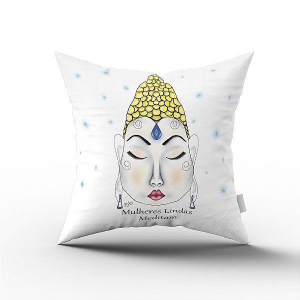Almofada Cheia Decorativa Meditação Mulheres Lindas Meditam Buda Sala Sofá Presente 30x30