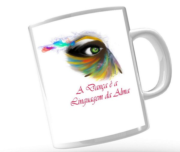 Caneca De Porcelana Personalizada Xícara Decorada  Café 325 ML Bailarina Olho Verde