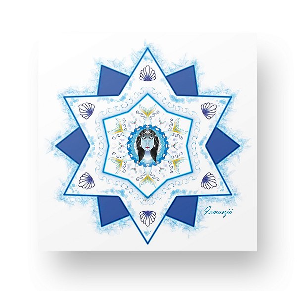 Placa Decorativa Personalizada Quadro Mandala Iemanjá Deusa Dos Mares Infinito Equilíbrio Quarto Sala 20x20