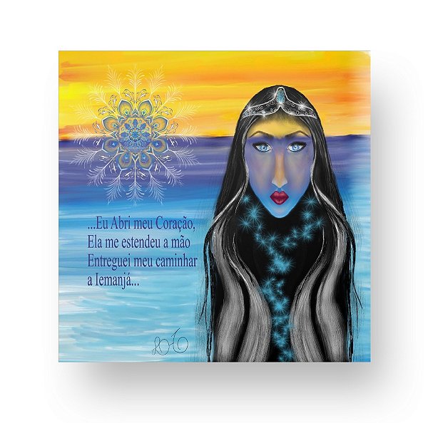 Placa Decorativa Personalizada Quadro Iemanjá Deusa Do Oceano Infinito Espiritual Zen Equilíbrio Quarto Sala 20x20