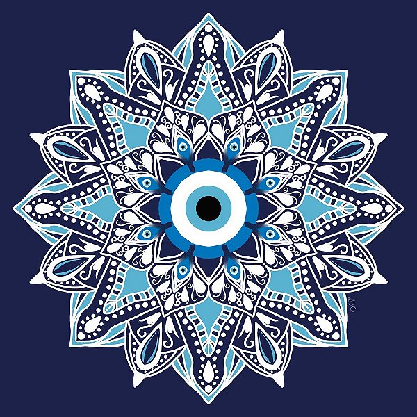 Quadro Mandala Olho Grego Esoterismo Placa Decoração Zen Meditação Quarto Sala Cozinha 30x30 Decorativo ColoriCasa