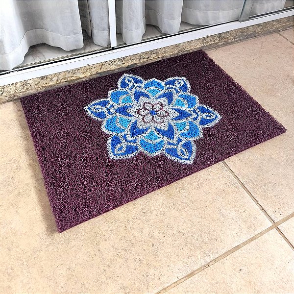 Tapete Capacho Mandala Vinho 60x40 Porta Sala Banheiro Decorativo Coloricasa