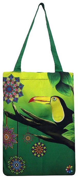 Bolsa Sacola Feminina De Lado Ecobag Tote Ombro Dobrável Ecobag Forro Interno Reforçada Tucano Mandala ColoriCasa