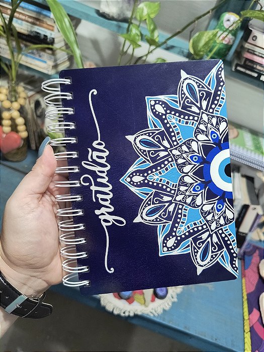 Agenda Permanente Olho Grego Modelo 1 Capa Dura Mdf 20cm Espiral Exclusiva ColoriCasa
