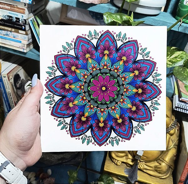 Placa Decorativa Alegria 20x20 Mdf Mandala Boas Energias Coloricasa