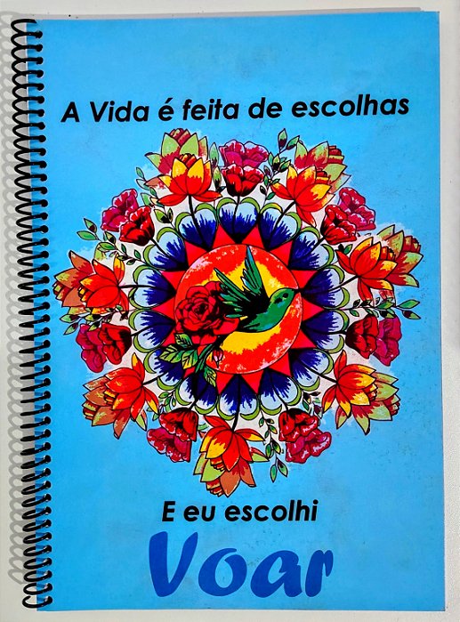 Caderno Escolar Prático Funcional Azul Beija-Flor Grande Coloricasa