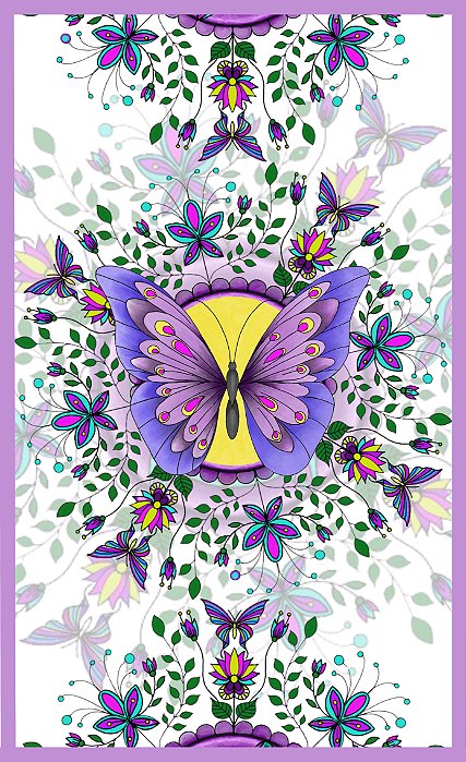 Canga De Praia Estampada Mandala Borboleta Lilás 145cmx90cm Moda Praia Verão Multiuso Saída de Praia Poliéster Decorativa