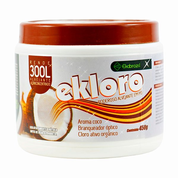 Cloro Orgânico em Pó Ecológico Ekloro Aroma Coco Ekobrazil 450g (RENDE ATÉ 300 LITROS)