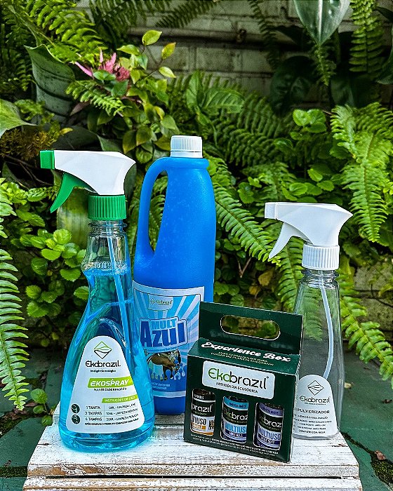 Kit Detergente Multiuso Ecológico Concentrado Mult Azul sem Fragrância Ekobrazil 1L (RENDE ATÉ 100L) c/ Pulverizador 500ml  + Kit Amostra Mults + Pulverizador 200ml