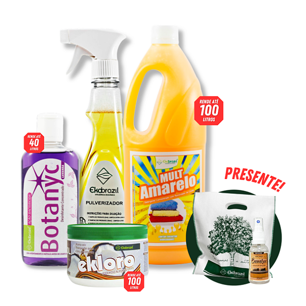 Combo Mult Amarelo 1l + Pulverizador 500ml + Botanyc Lavanda 200ml + Ekloro Coco 150g ( Brinde Ekobag + Amostra Bamboo 35ml )