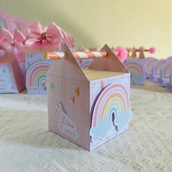 Caixa canudo arco iris