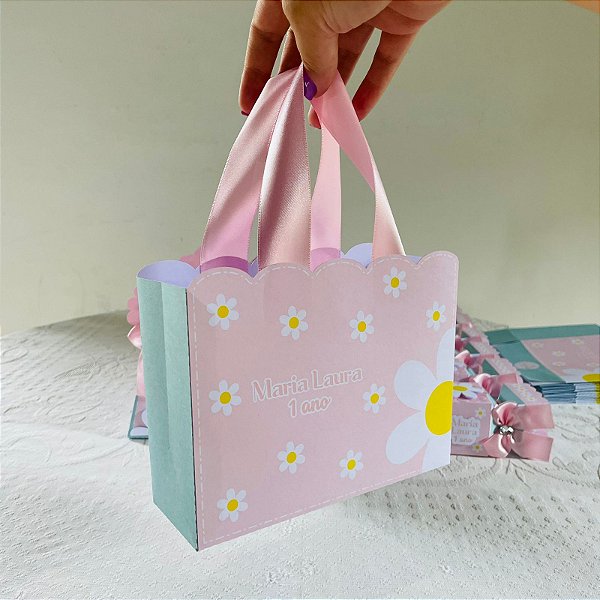 Sacola personalizada margaridas