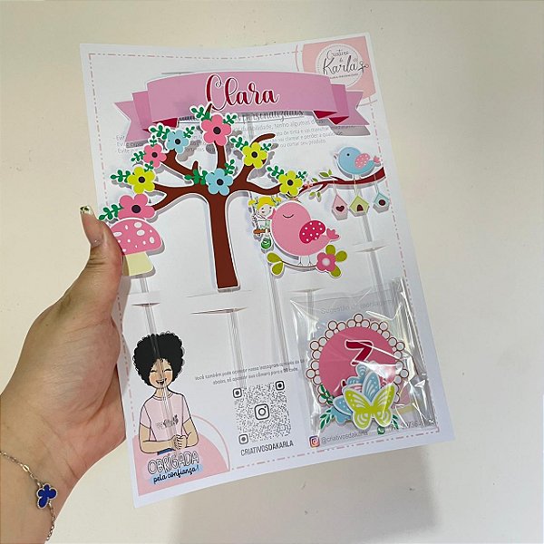 Topo de bolo jardim encantado personalizado