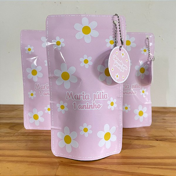 Saquinho zip lock margaridas