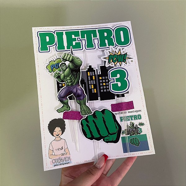 Topo de bolo hulk personalizado
