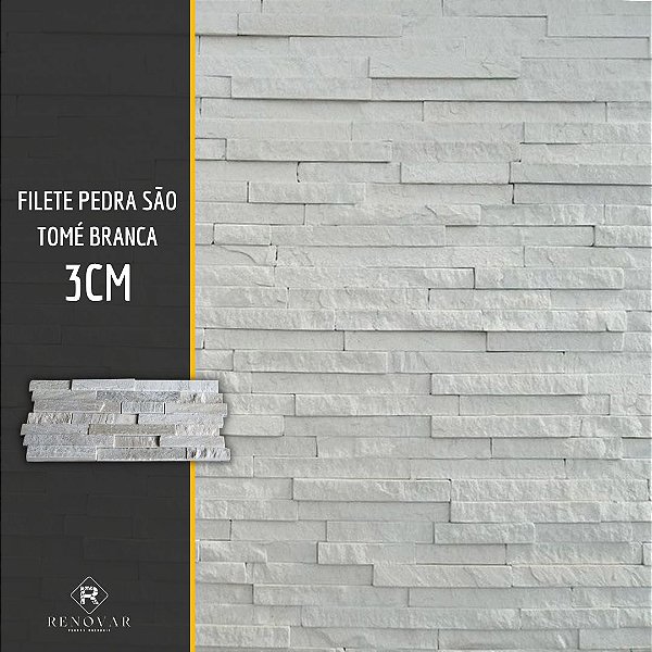 Filete Pedra São Tomé Branca Canjiquinha 3cm - M²