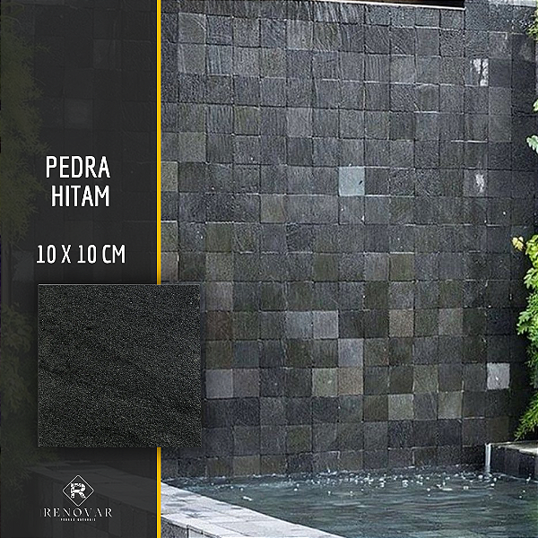 Pedra Hitam Lisa - 10x10cm - M²