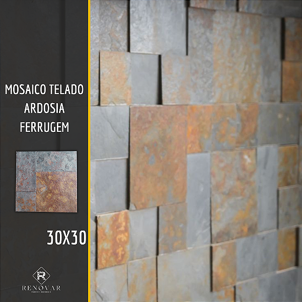 Mosaico Ardósia Ferrugem Telado - Unidade