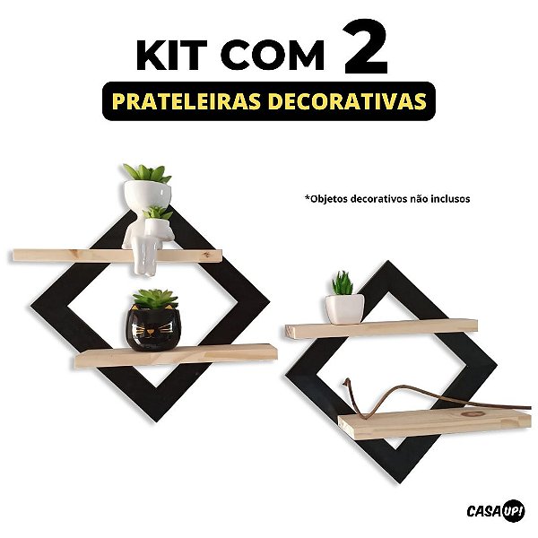 KIT com 2 Quadro Prateleira Duo Nicho Decorativo Organizador