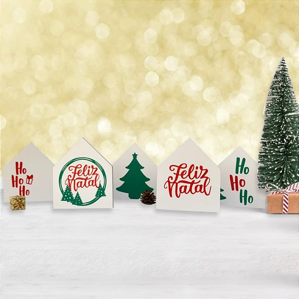 Casinha Decorativa em MDF Branco Totem Enfeite | NATAL