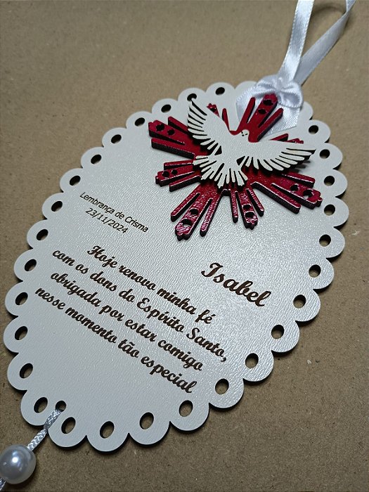 Lembrança de Crisma com esplendor vermelho
