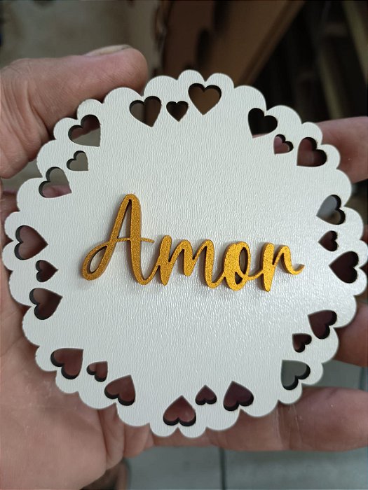 Mandala Coração com aplique Amor - 10cm