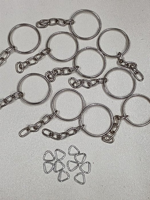 Correntinha / Argola para Chaveiro - Kit 10 peças
