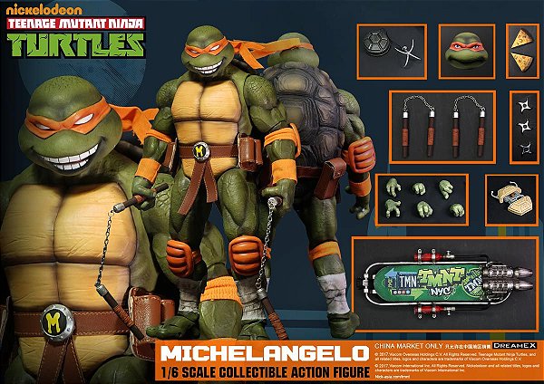 Michelangelo Tartarugas Ninja 1/6 Dreamex Nickelodeon Original