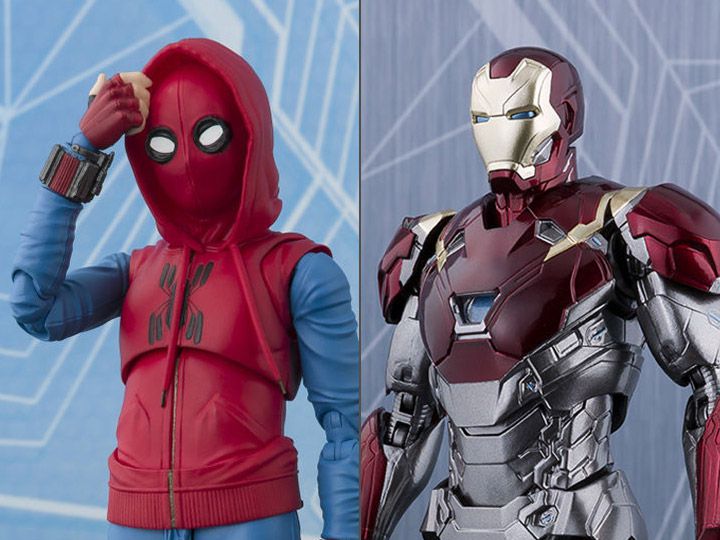 Spider Man Home Made Suit ver. e Iron Man Mark XLVII Homecoming S.H. Figuarts Bandai Limitado Original