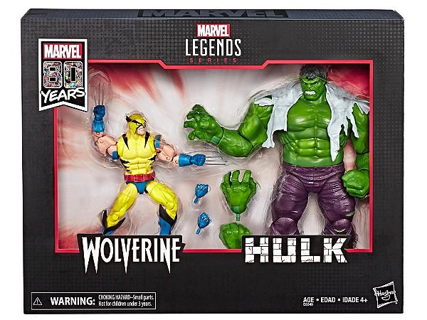 Hulk vs Wolverine Marvel Comics Aniversário 80 anos Marvel Legends Hasbro Original