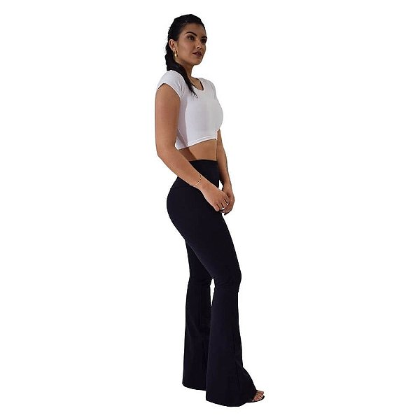 Calça Flare Feminina Suplex Poliamida Cós 10cm.