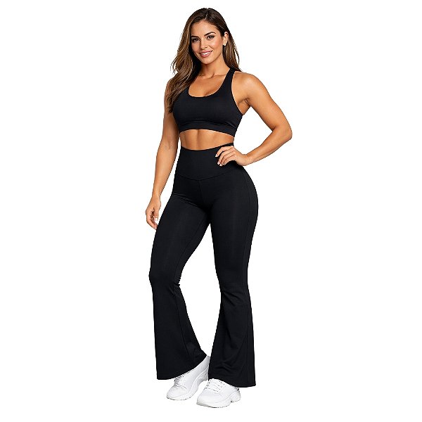 Calça Flare Modeladora Suplex Poliamida Cós 20cm.