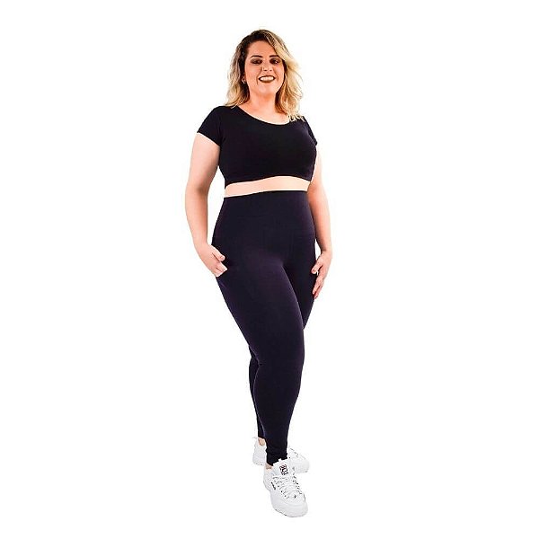 Calça Legging Plus Size c/ Bolso Em Suplex De Poliamida